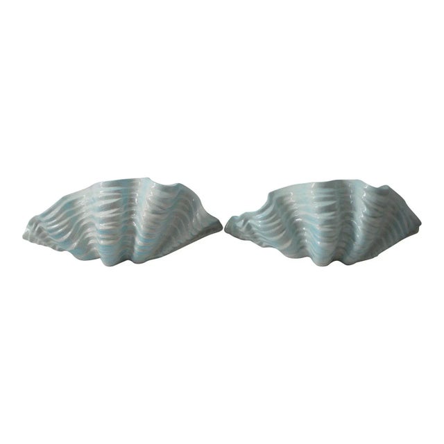 Wall Pockets Clam Shell Ceramic - A Pair For Sale - Image 13 of 13