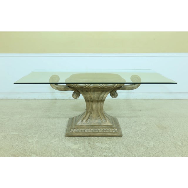 White Modern Urn Base Design Beveled Glass Dining Room Table For Sale - Image 8 of 8