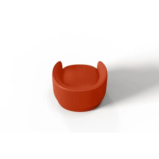 Contemporary Modern Gentle Armchair in Salmon Leather and Metal by Javier Gomez For Sale - Image 3 of 4