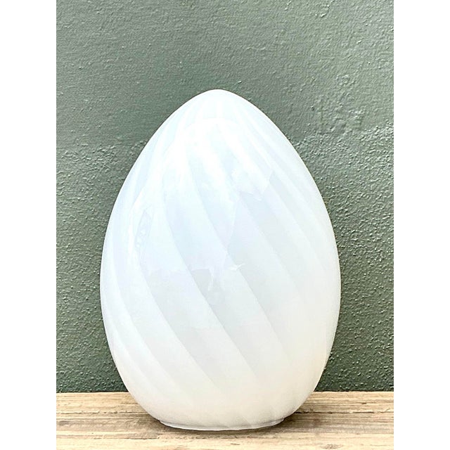 Vintage Italian Swirl Glass Egg Lamp After Murano For Sale - Image 10 of 12