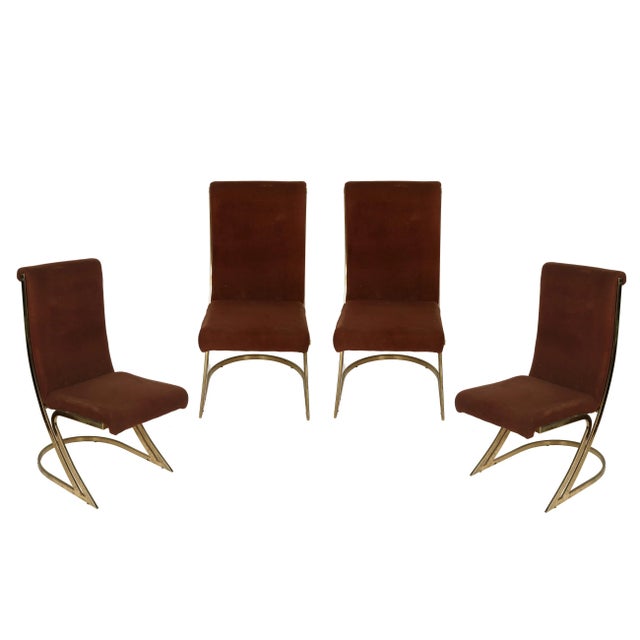 Liberty & Co. Mid-Century Brass Side Chairs- Set of 4 For Sale - Image 4 of 4