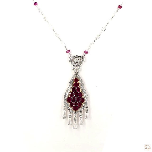 Modern 8.55 Carat Rose Cut Diamond Gold Platinum Chain Necklace For Sale - Image 3 of 9