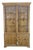 Late 20th Century Rare English Knotty Pine Shallow Glazed Glass China Display Cabinet Cupboard 95" For Sale