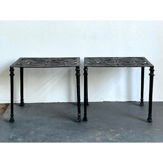Vintage Wrought Iron Side Tables - A Pair For Sale - Image 4 of 12