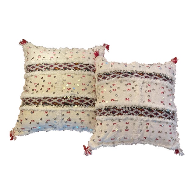 Set of 2 Large Moroccan Pillows For Sale
