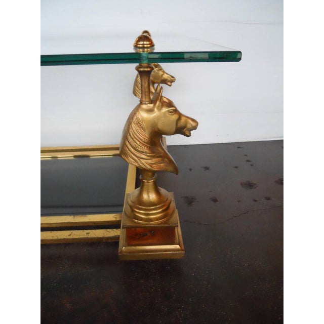 Art Deco Maison Charles Horse Head Coffee Table With Clear & Tinted Glass, France, 20th C For Sale - Image 3 of 8