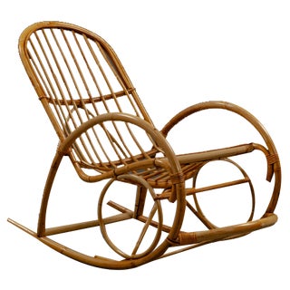Large Bamboo Rocking Chair Made of Rattan Wicker from Rohé Noordwolde, 1970s For Sale