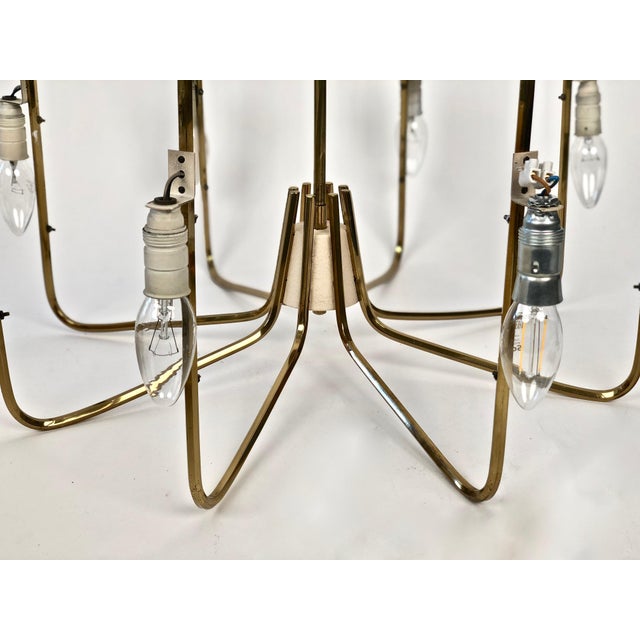 Chandelier in Brass with Fiber Glass Shades by Rupert Nikoll, Austria, 1962 For Sale - Image 10 of 15