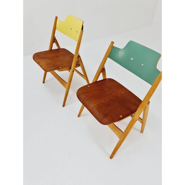 Model SE18 Austrian Folding Chair by Egon Eiermann for Wilde & Spieth, 1950s, Set of 4 For Sale - Image 5 of 11