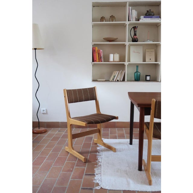 Dining Chairs in Beech and Striped Fabric from Farstrup Møbler, Denmark, 1970s, Set of 4 For Sale - Image 4 of 17