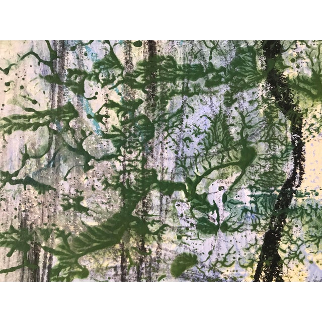 Patricia Zippin "Lake and Mountain" 1980s Mixed Media Abstract Painting