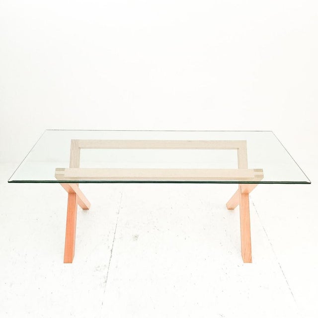 Wooden Dining Table with Glass Top For Sale - Image 5 of 18