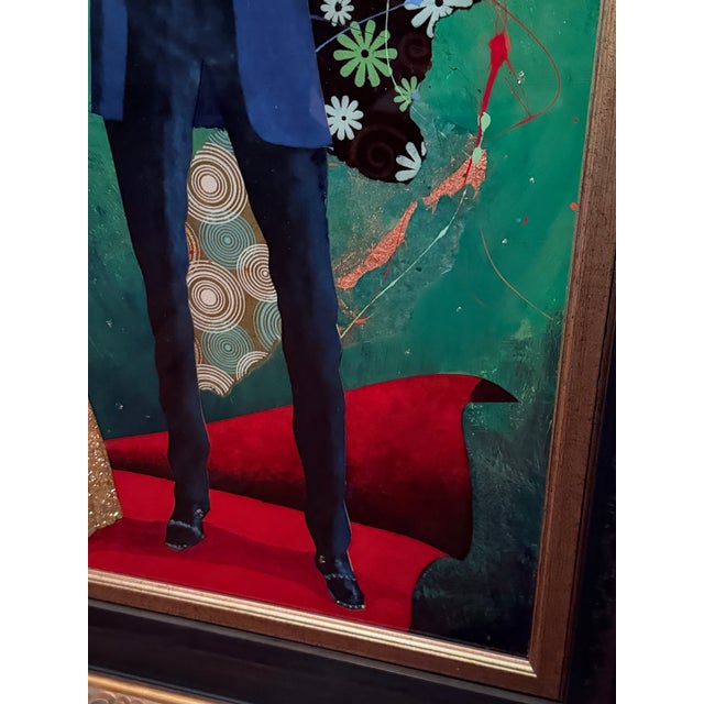 Contemporary Glynn Marcus “Nite the Carpet Was Red” 56th Grammy Awards Series Mixed Media Painting on Board Signed For Sale In New York - Image 6 of 12