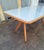 Dining Table Wooden Base, Brass Finishes, Wooden and Blue Glass Top, 1950s For Sale - Image 4 of 6