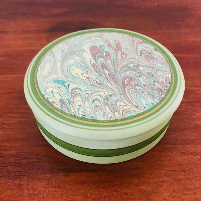 Green Vintage Marbled Green Ceramic Box For Sale - Image 8 of 8
