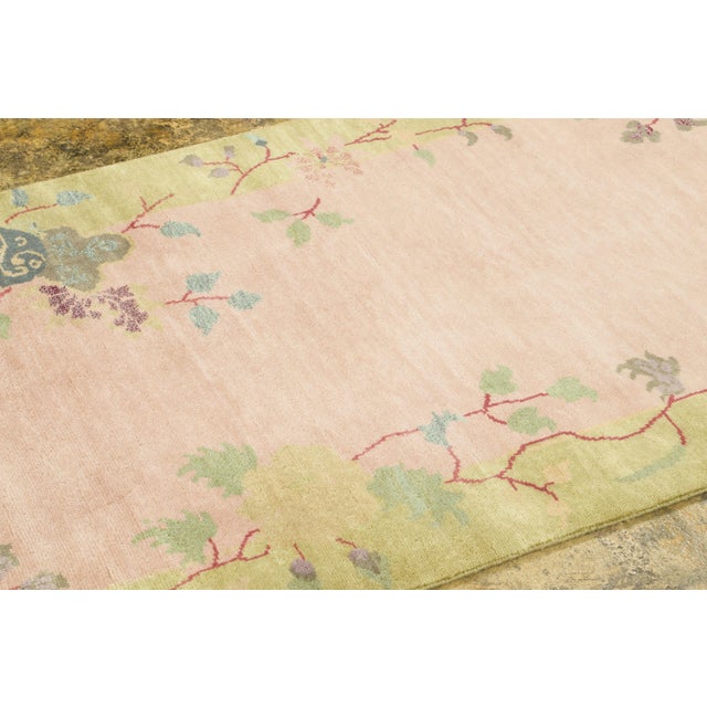 Hand-knotted in wool, this 3x9 contemporary runner captures the timeless elegance of vintage Chinese Art Deco carpets....