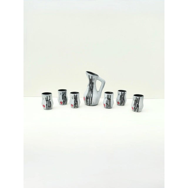 Ceramic Ceramic Orangeade Service by François Caleca for Vallauris, France, 1960s, Set of 7 For Sale - Image 7 of 7