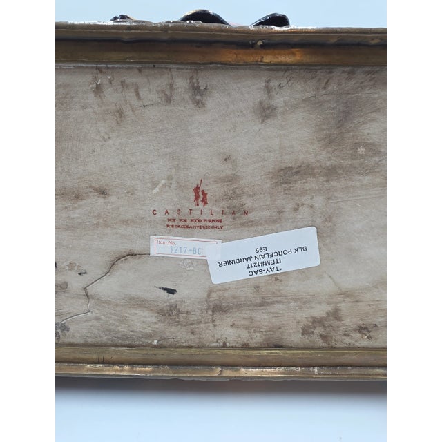 Antique XL Castilian Porcelain Bronze Bowl Centerpiece Clawfoot Floral Victorian For Sale - Image 11 of 15