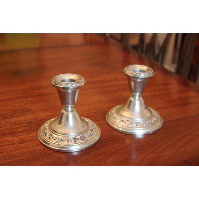 Vintage Mid 20th Century Gorham Sterling Cement Filled Candlestick