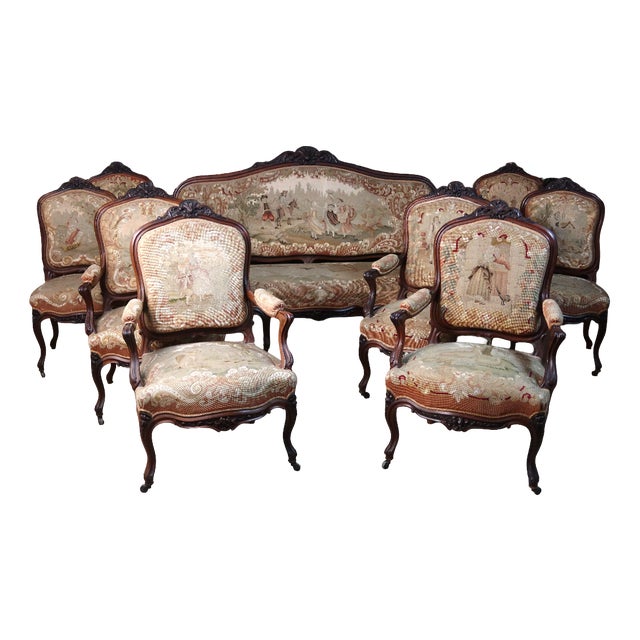 Napoleon III Living Room Set, Set of 10 For Sale