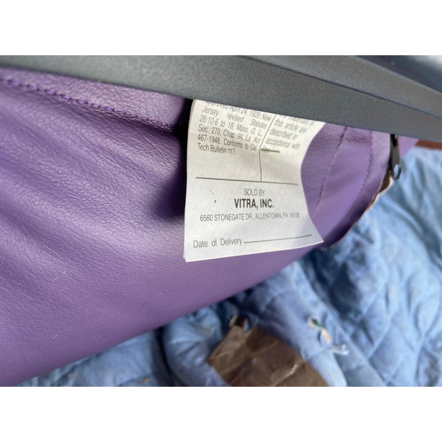1990s Mario Bellini Vitra Figura Post Modern Purple Leather Desk Chair For Sale - Image 12 of 12