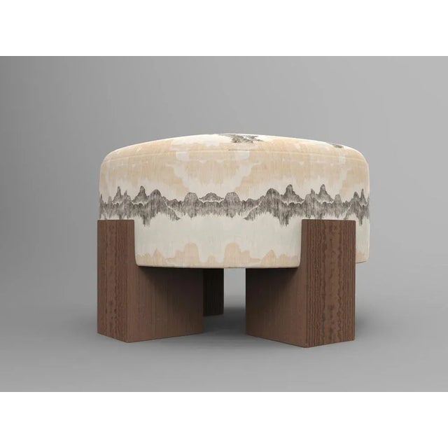 Not Yet Made - Made To Order Cassette Pouf in Cascadia Basalt Fabric and Smoked Oak by Alter Ego for Collector For Sale - Image 5 of 5