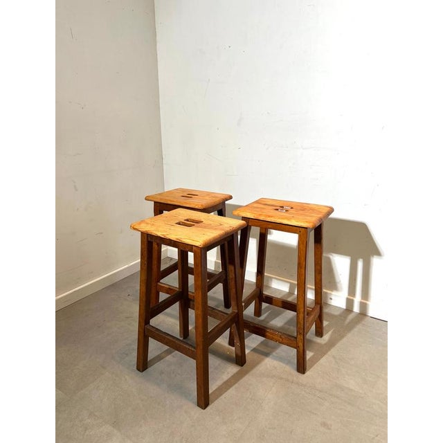 Vintage Wooden Bar Stool For Sale - Image 6 of 7