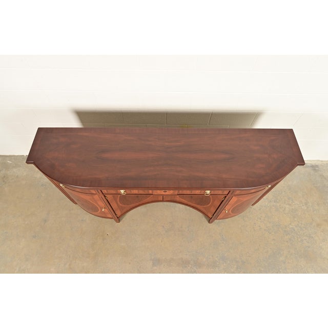 John Widdicomb Neoclassical Mahogany and Burl Wood Sideboard Credenza or Bar Cabinet, Newly Refinished For Sale - Image 13 of 16
