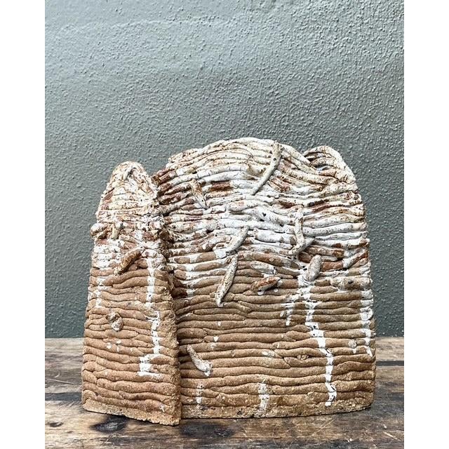 Tan Vintage Original Studio Pottery Vase For Sale - Image 8 of 12