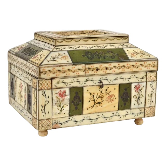 19th Century Carved and Etched Bone Box, Circa 1860 For Sale