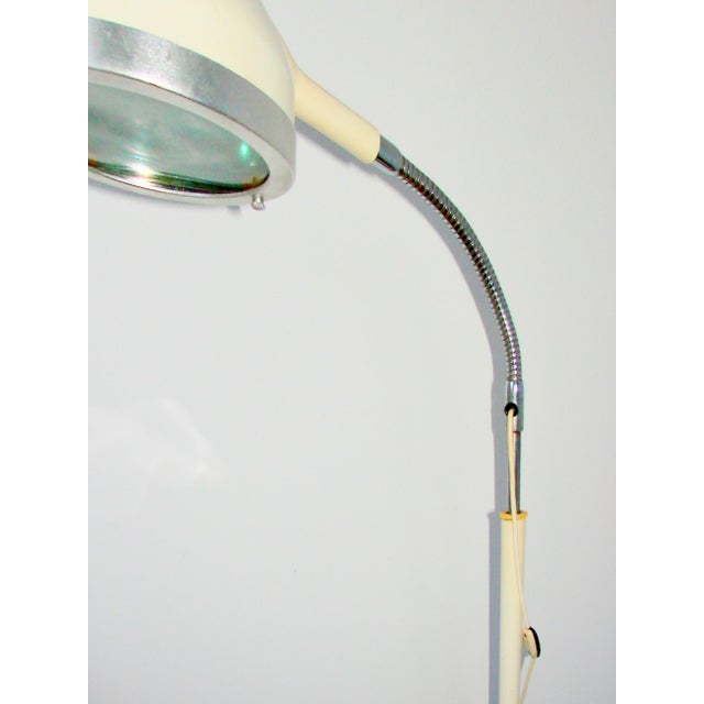 Loft Style Glass and Metal Medical Floor Lamp, 1970s, in Good conditions. Designed 1970 to 1979 European Plug (up to...