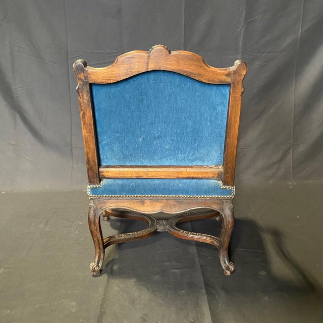 French Louis XV Set of 4 Chairs With Original Blue Mohair Upholstery For Sale - Image 12 of 12