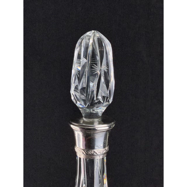 Cut Crystal Decanter with Silver-Mounted Collar, 1920s For Sale - Image 4 of 10