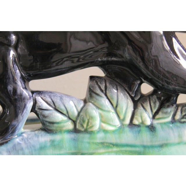 Mid-Century Modern Black Panther Ceramic Tv Lamp Base For Sale - Image 11 of 13