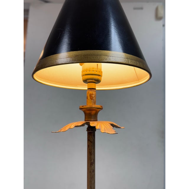 Vintage Lampcrafters Tall Brass Table Lamps With Black Shades, Pair For Sale - Image 12 of 12