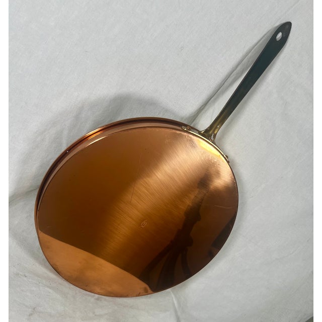 Copper Vintage European Copper & Brass Crepe Pan For Sale - Image 8 of 10