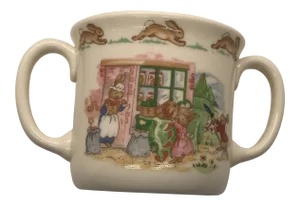 Vintage Edwin M. Knowles China Company Royal Dulton Bunnykinns Two Handled Mug