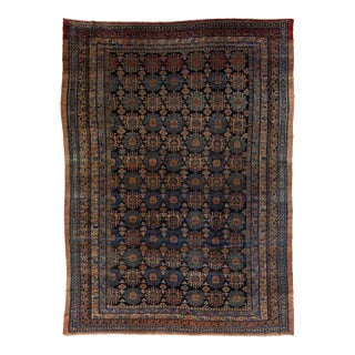Blue Antique Persian Hamadan Wool Rug HandCrafted in the 1900s For Sale