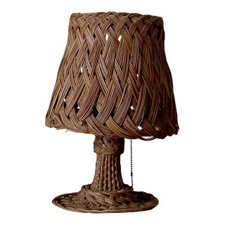 Vintage Rattan Table Lamp For Sale