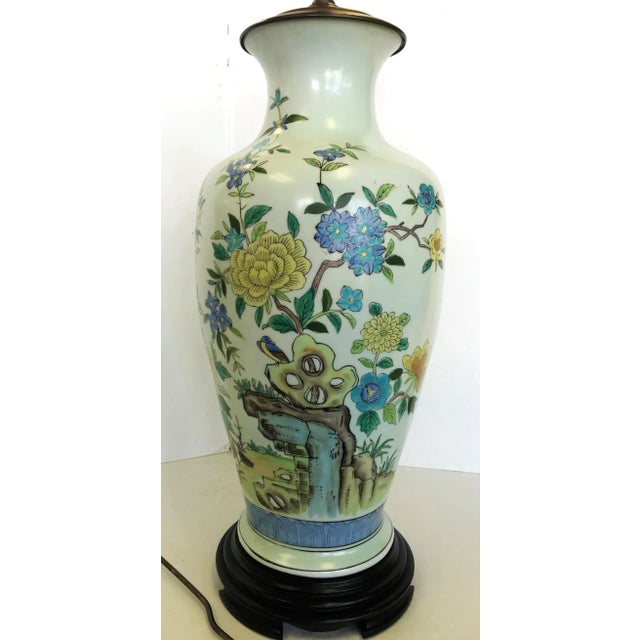 Vintage Asian Hand Painted Vase Lamp For Sale - Image 4 of 10
