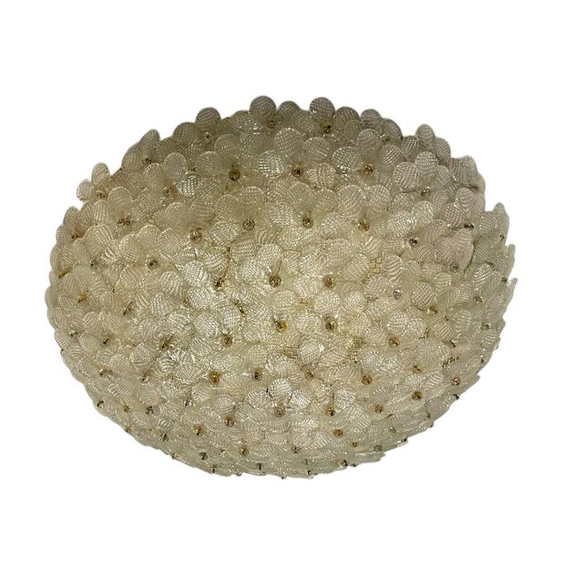 Large Murano Glass Flower Flush Mount attributed to Seguso, Italy, 1960s For Sale - Image 14 of 14