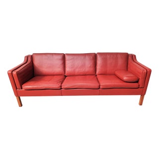 Restored 3 Seater Model 2213 Leather Sofa by Børge Mogensen, 1970s For Sale