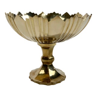 Vintage Brass Art Deco Style Compote Pedestal Bowl For Sale