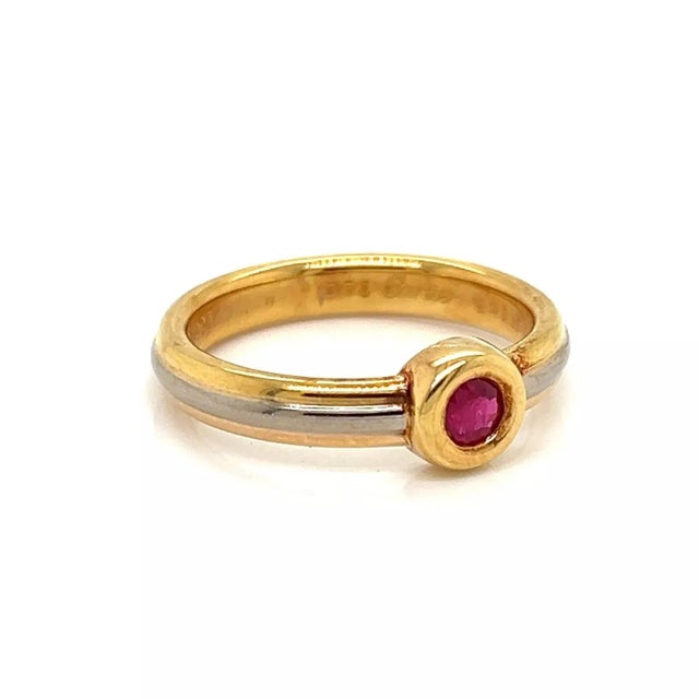 Edit Late 20th Century Cartier 18k Tri Color Gold Ruby Stack Band Ring ...