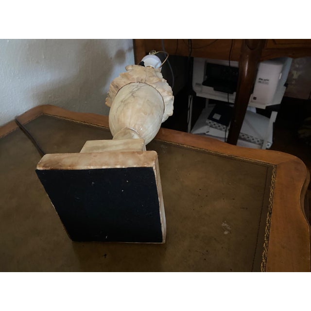 Stone Gray Mid 20th Century Neoclassical Carved Stone Italian Alabaster Urn Lamp For Sale - Image 8 of 11