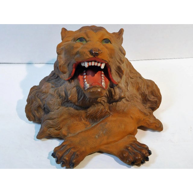 1900 Antique Painted White Metal Lion Inkwell For Sale - Image 13 of 13