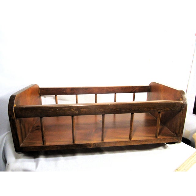 Brown Vintage 24" Wood Doll Cradle Bed Hand Crafted For Sale - Image 8 of 9