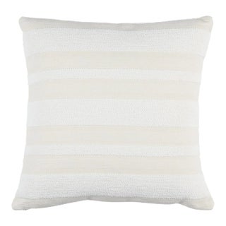 Schumacher Ohara Stripe Indoor/Outdoor 22" Pillow in Ivory For Sale