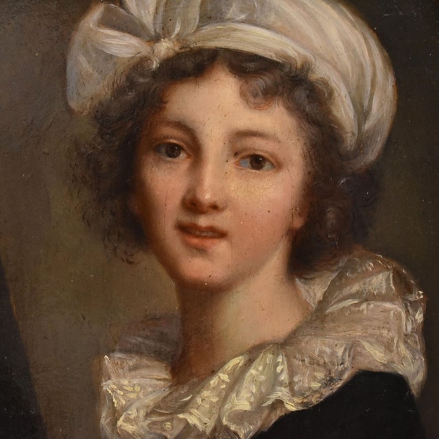 Late 19th Century Oval Portrait of Young Woman, Oil on Cardboard, 1878, Framed For Sale - Image 5 of 10