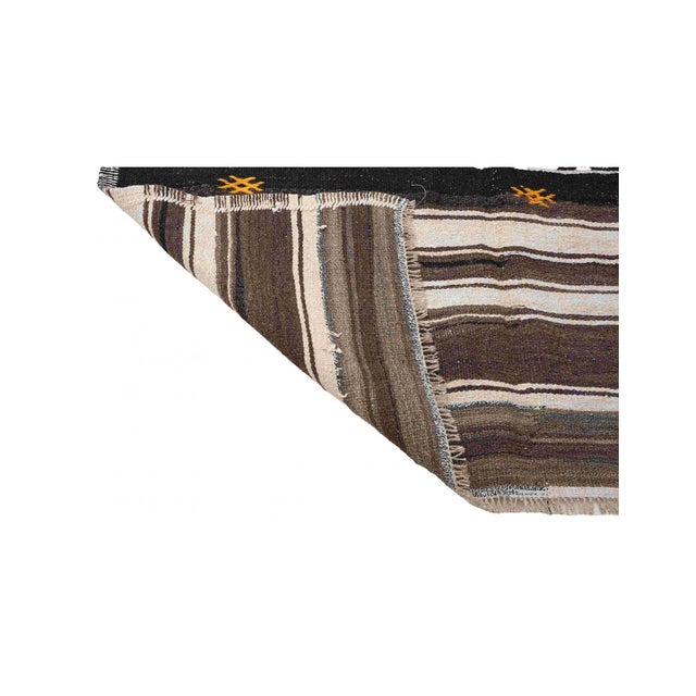 1960s Black White Striped Hemp Kilim Rug - 5`1" X 9`2" For Sale - Image 5 of 6